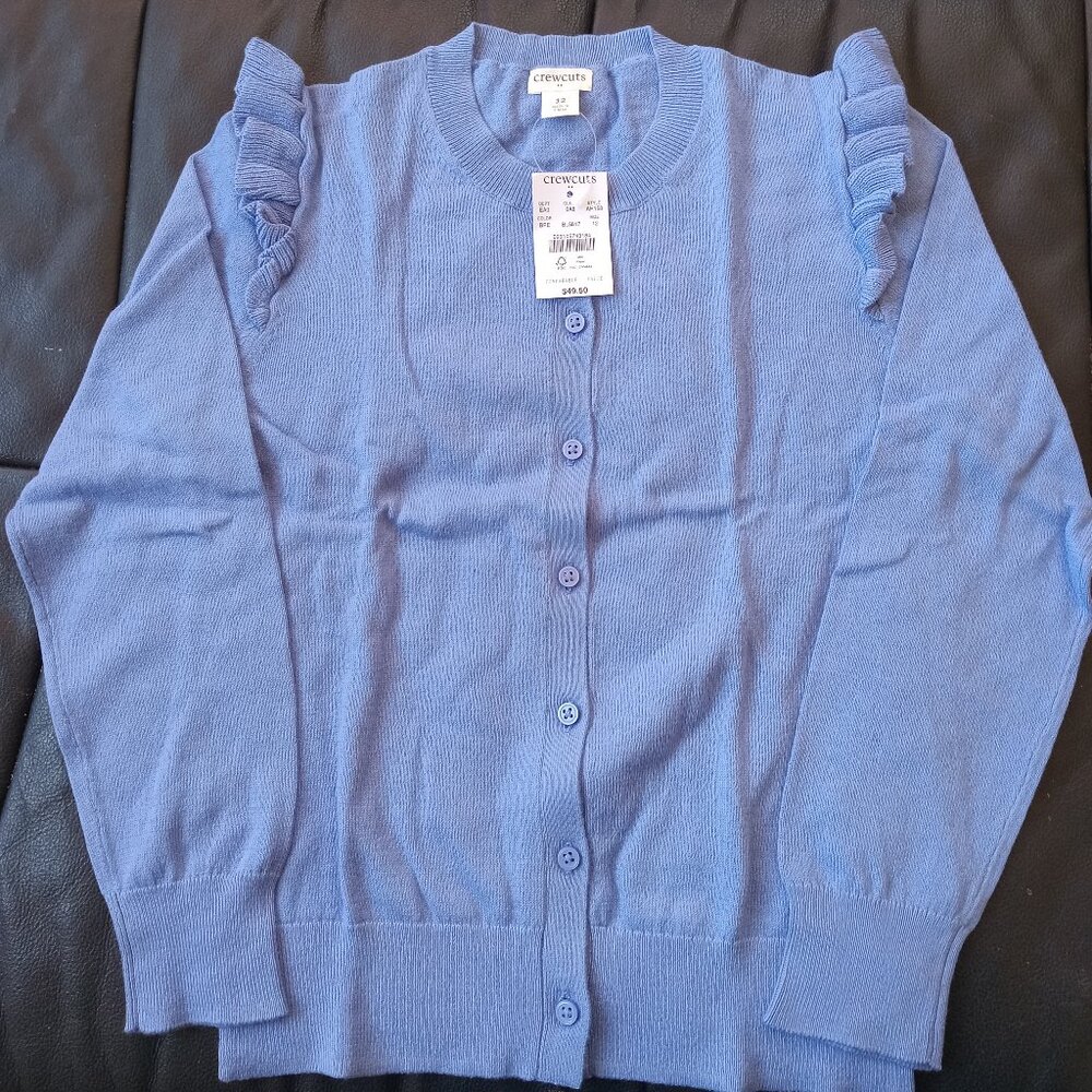 J.Crew Girls Ruffle Shoulder Cardigan Sweater Brand New